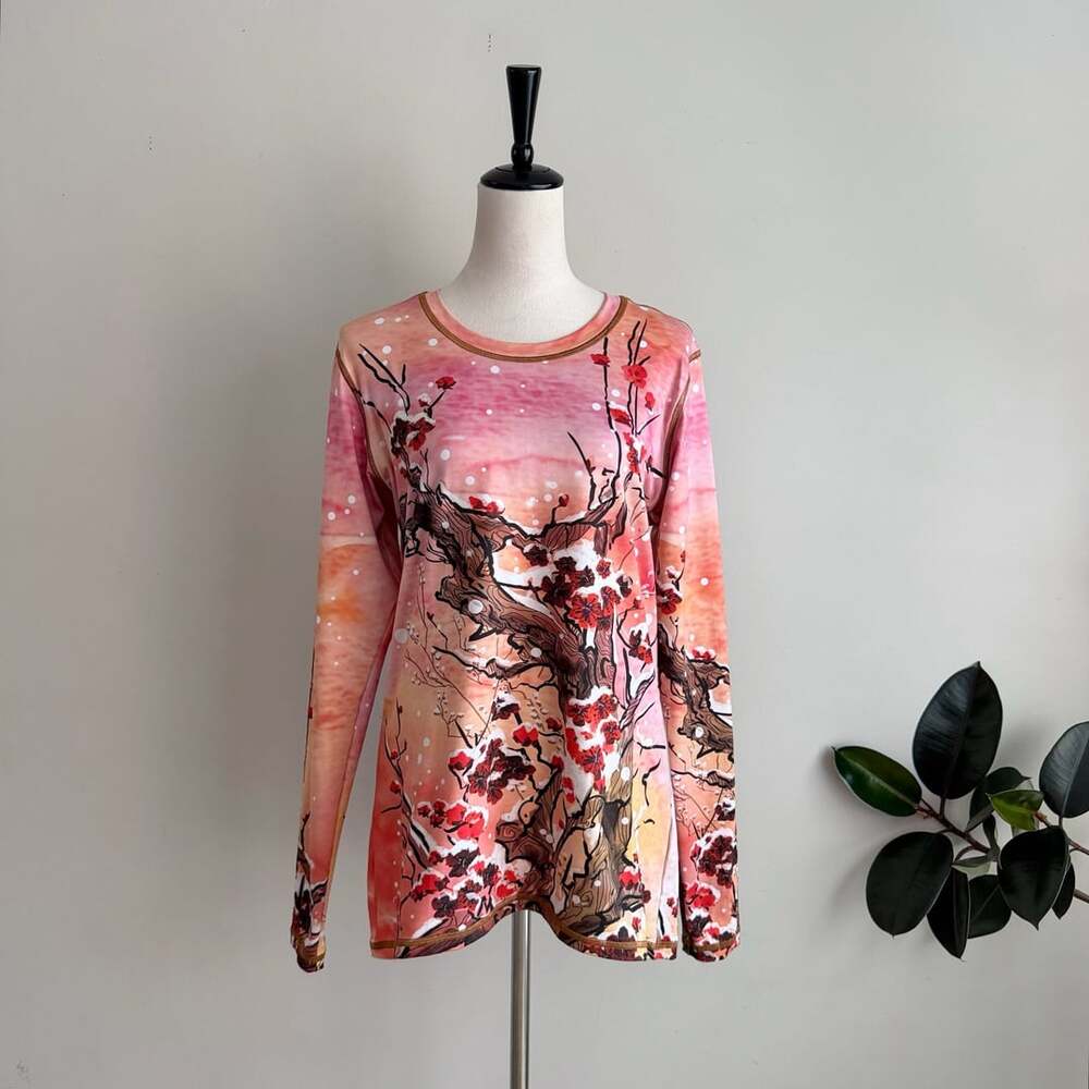 InknBurn Long Sleeve Shirt Size Large Cherry Blossom Pink Athletic Top